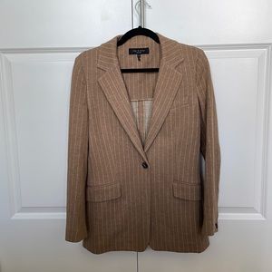 Rag&Bone tan blazer with white stripes. Button closure. Size 2.